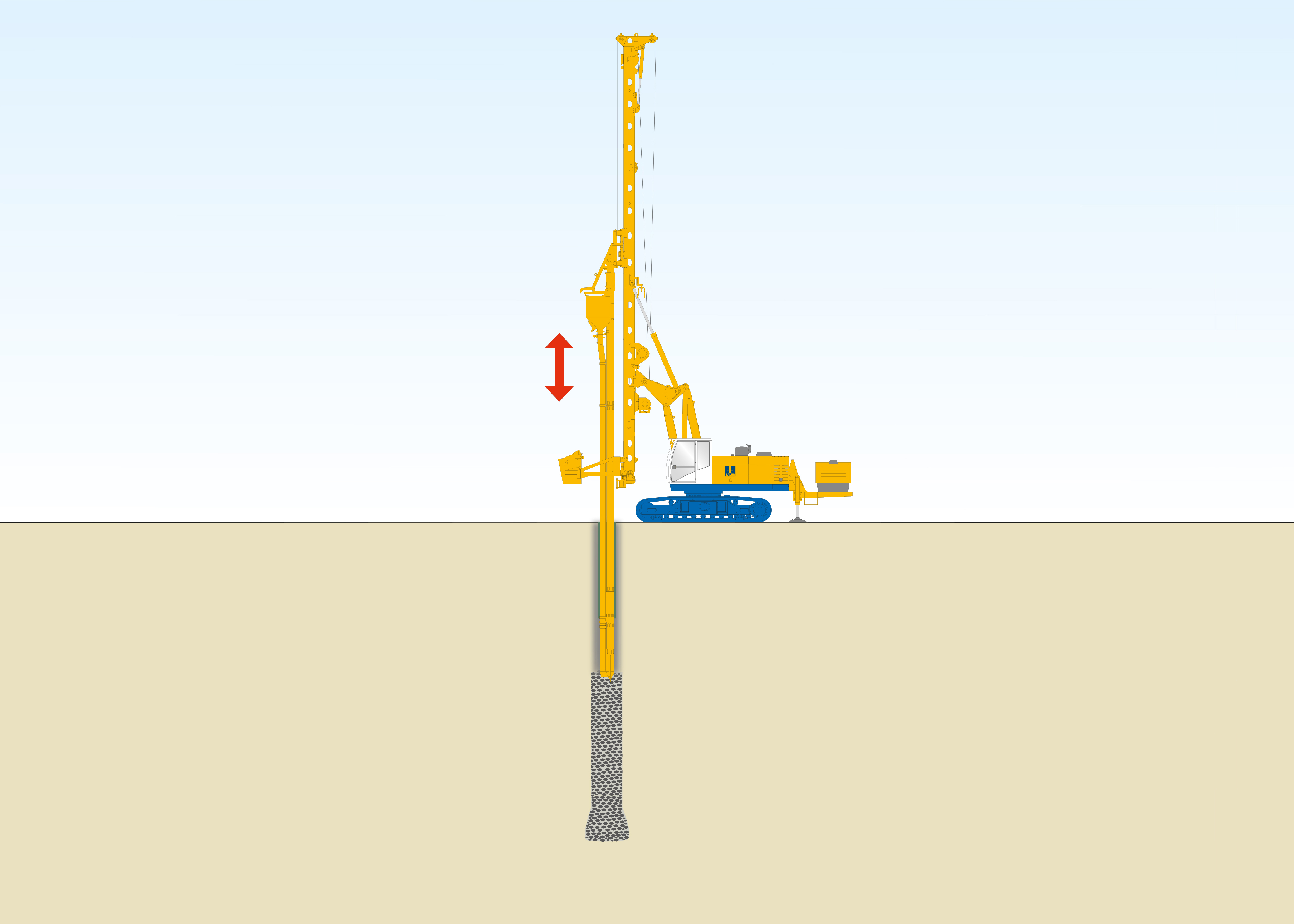 Method sketch of Vibro Replacement and Dry Vibro Concrete Columns from Bauer Spezialtiefbau