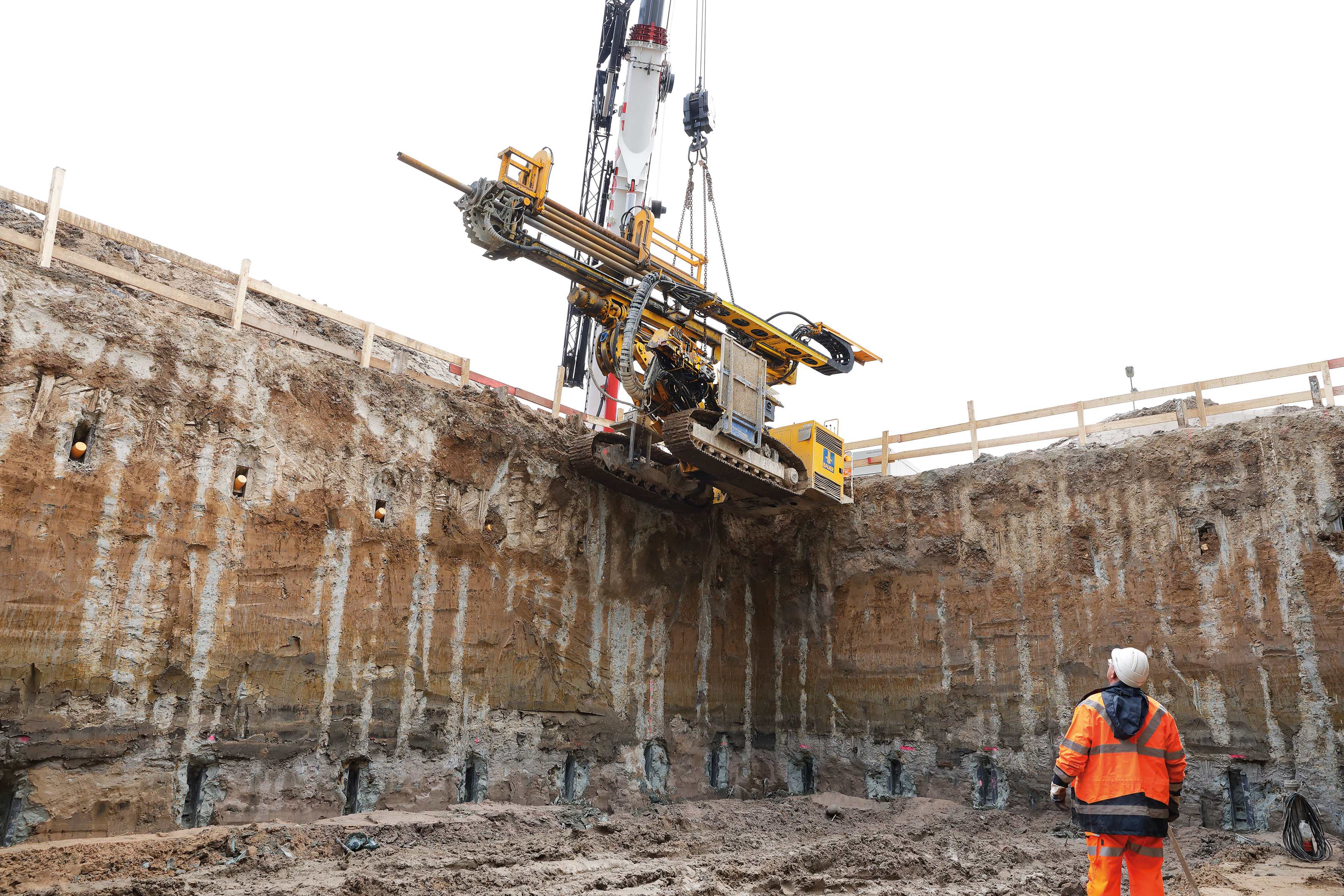 excavation pit for a new indoor skydiving facility