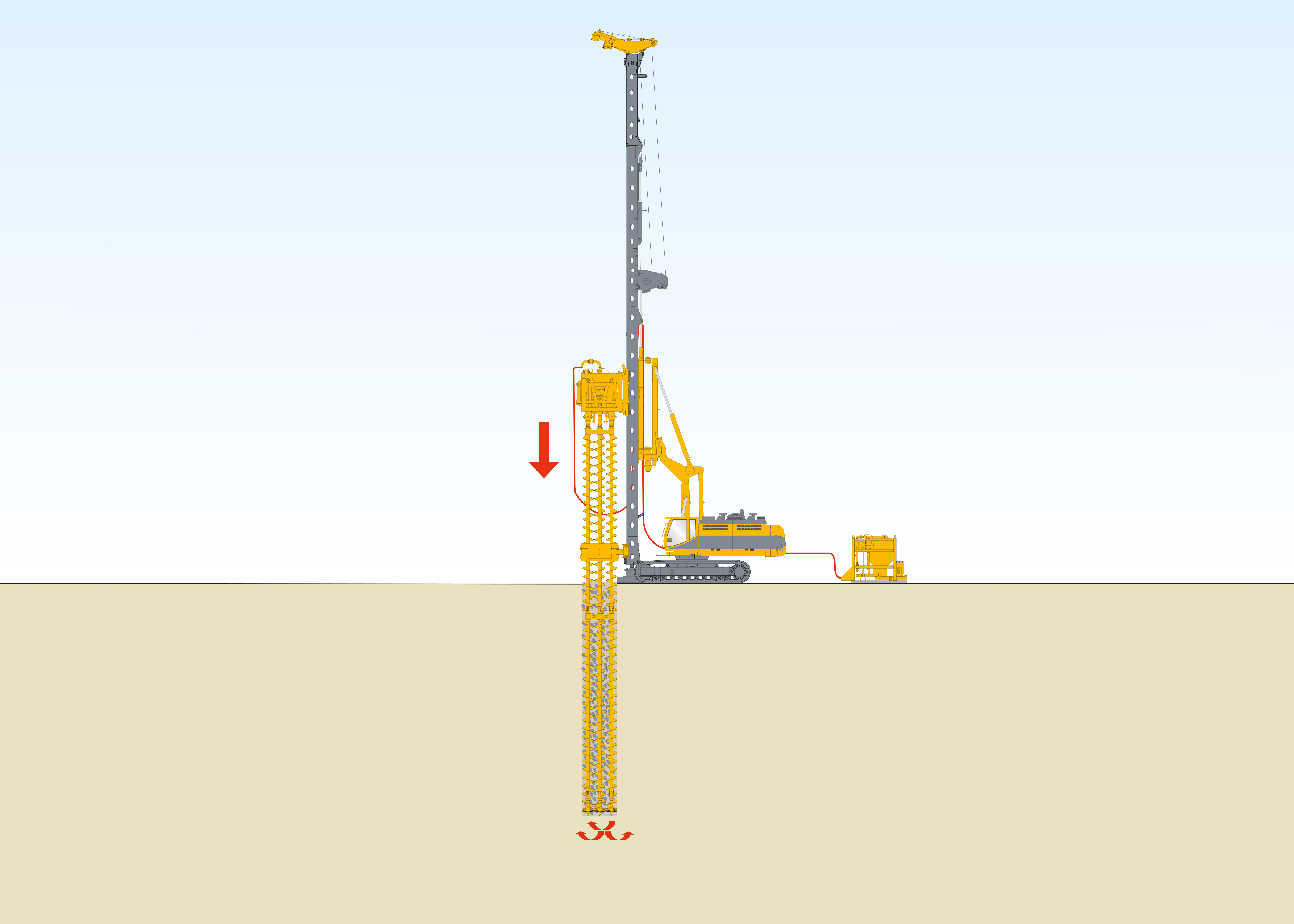Verfahrensskizze Mixed-in-Place von Bauer Spezialtiefbau