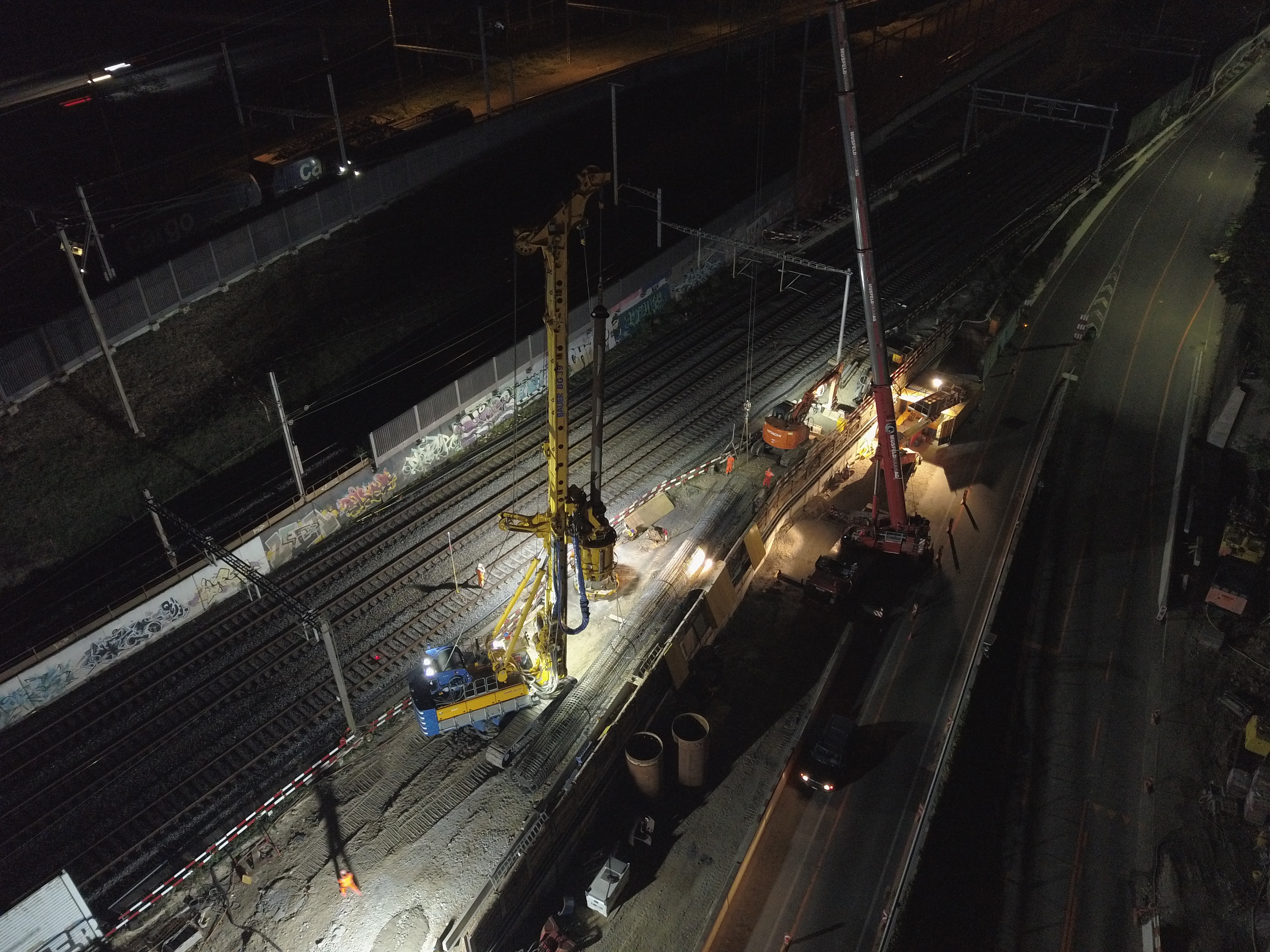 SBB-Verkehrsentflechtung Basel-Muttenz von der Bauer Spezialtiefbau Schweiz