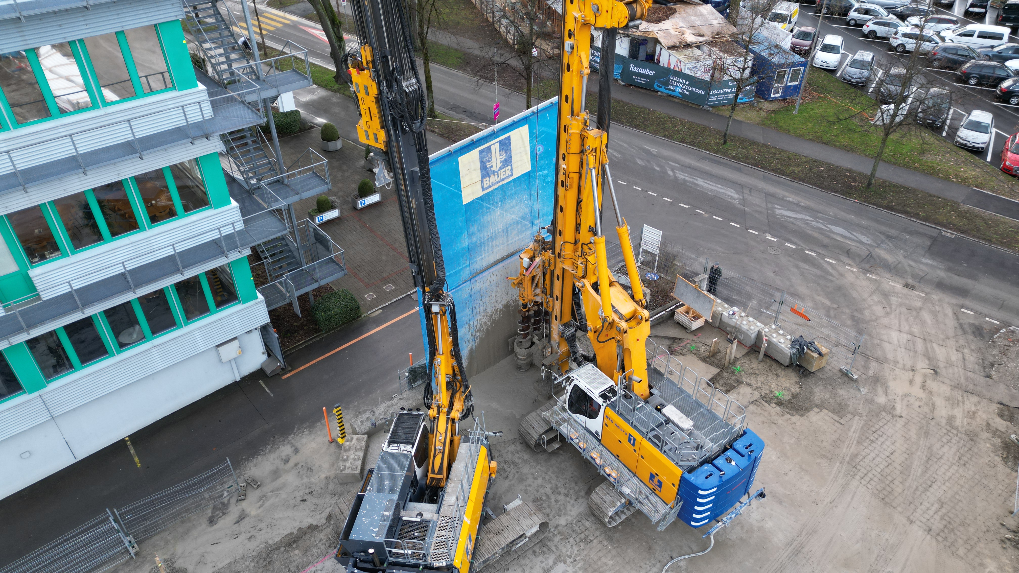 Construction of a mixed-in-place wall for the Hirslanden Clinic in Aarau by Bauer Spezialtiefbau Schweiz