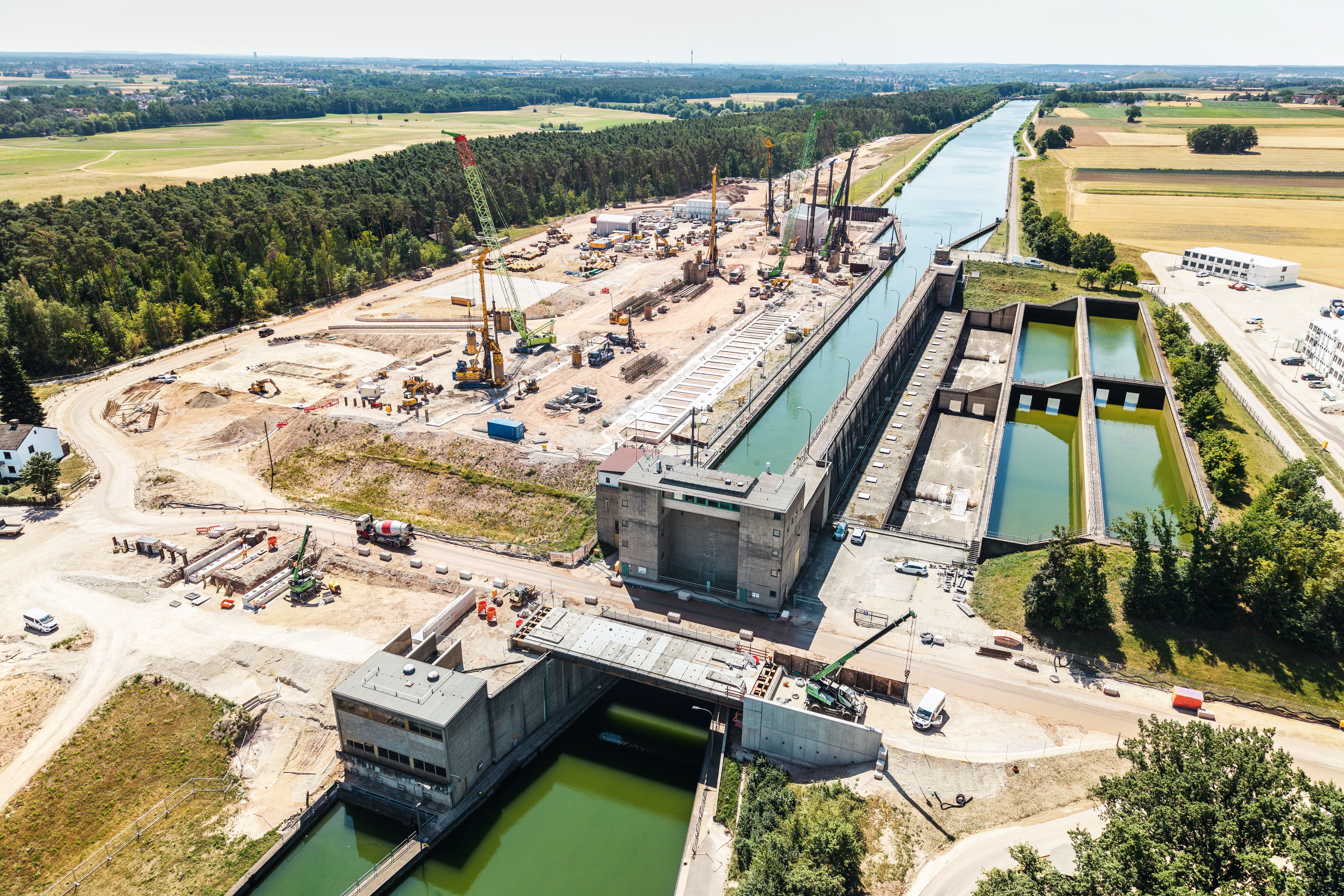 Drone image of the Kriegenbrunn Lock by Bauer Spezialtiefbau