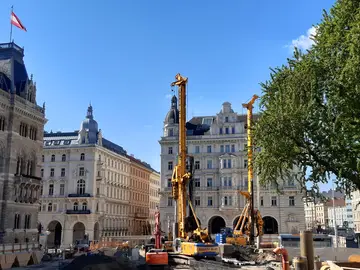 Bohrpfähle für U-Bahn in Wien durch Bauer Spezialtiefbau