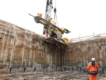 excavation pit for a new indoor skydiving facility