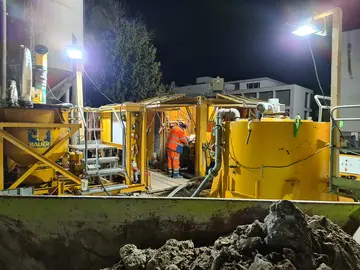 HDI-Säulen für Projekt Bahnhof Zürich Enge von der Bauer Spezialtiefbau Schweiz