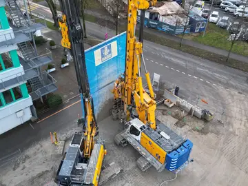 Herstellung einer Mixed-in-Place Wand für die Hirslanden Klinik in Aarau von der Bauer Spezialtiefbau Schweiz