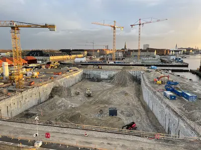 Baugrube des Projekts Operaparken in Kopenhagen von Bauer Spezialtiefba