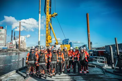 Auf der Baustelle in Schweden von Bauer Spezialtiefbau war volle Teampower gefragt