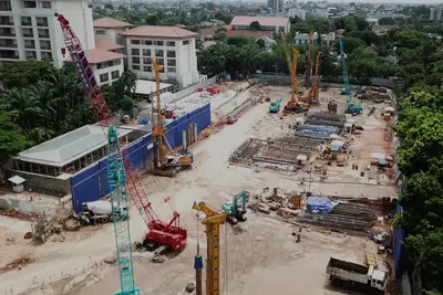 Excavation pit construction for Dharmawangsa Towers in Indonesia by Bauer Spezialtiefbau