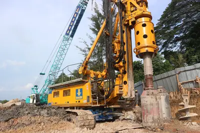 Soldier pile work for Re-Route Project Jalan Yos Sudarso in Indonesia by Bauer Spezialtiefbau